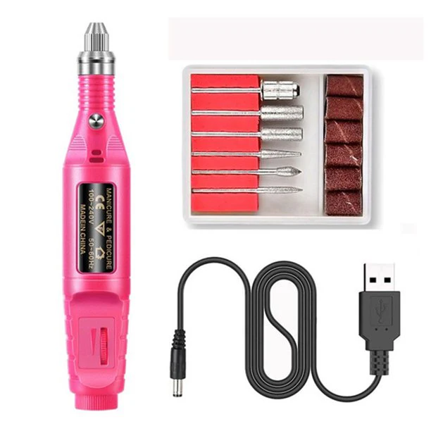 Electric Nail Drill Kit – USB Manicure Pedicure Set with Polishing Heads & Decorations - Image 4