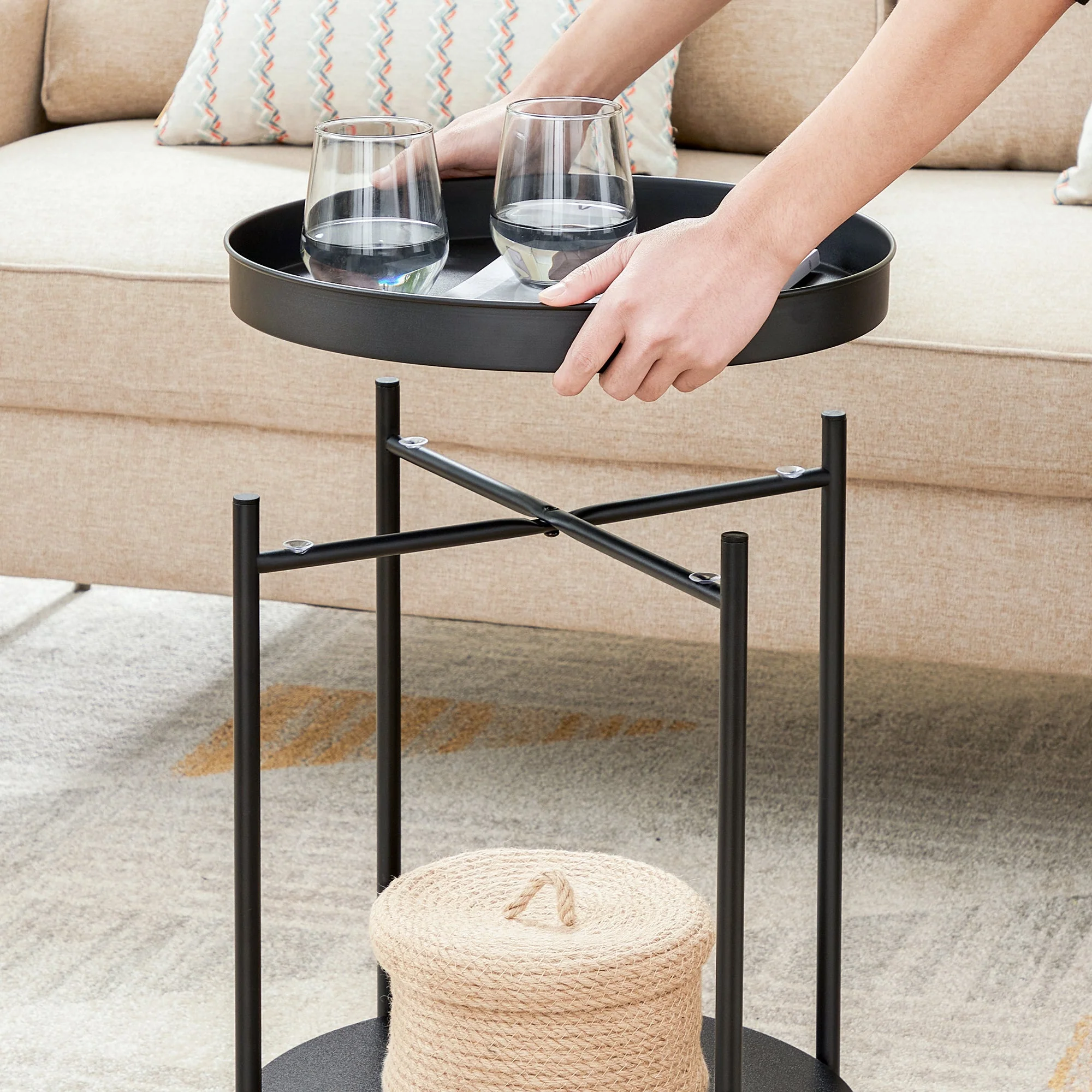 VASAGLE Bed Side Tables End Table Black - Image 7