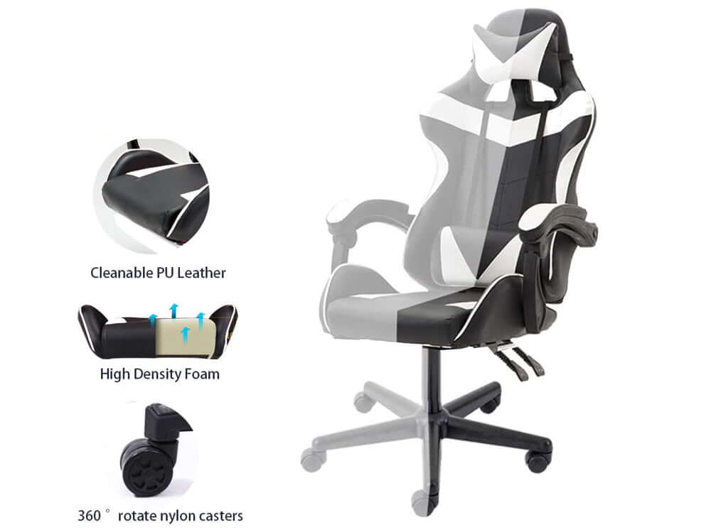 Ergonomic Gaming Chair 150KG Reclining Computer Office Chair with Lumbar Support - Image 5