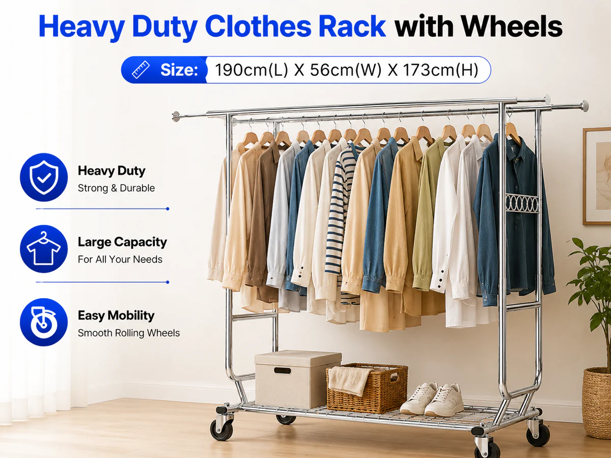 Metal Wardrobe Clothes Rack - Image 2
