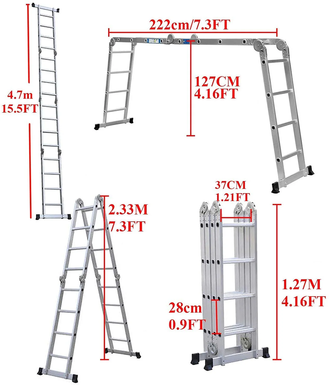 Telescopic ladder Extension Ladder 4.7M - Image 6