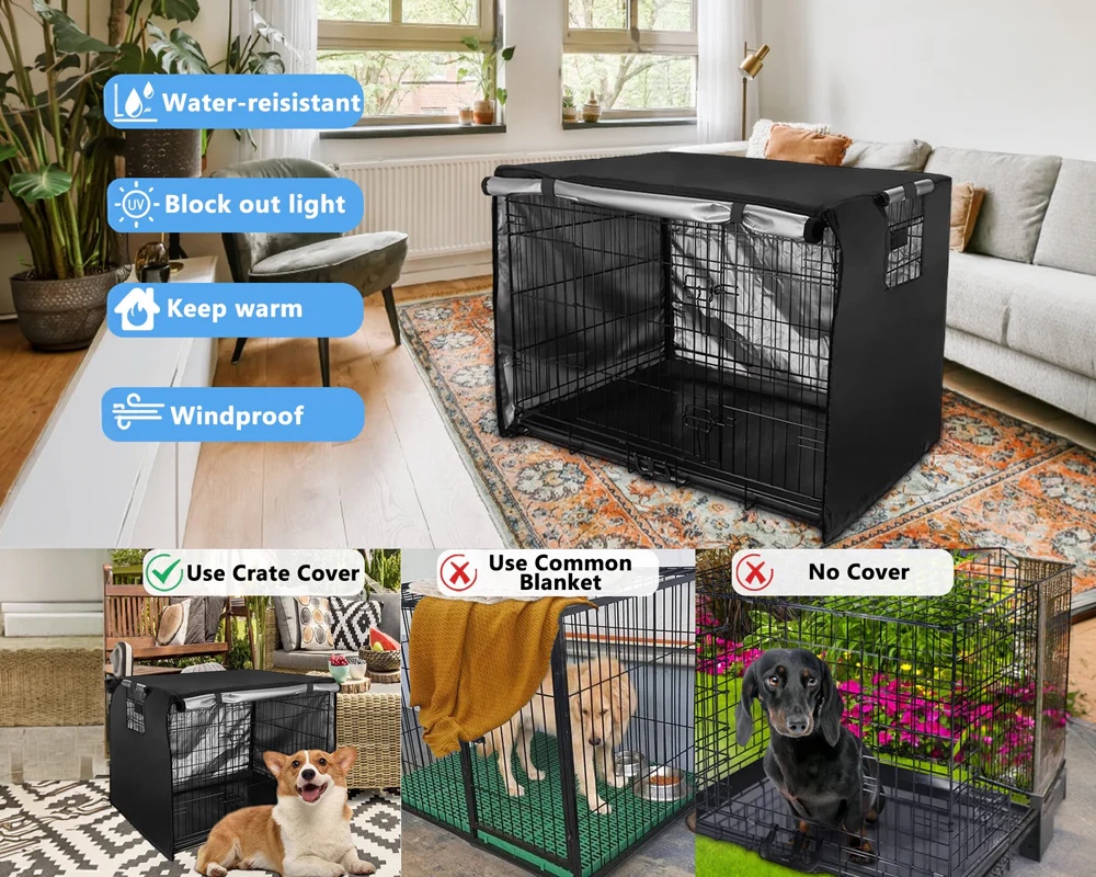 Dog Crate Cover 48 Inch Waterproof Dog Crate Cover with Zipper Access Panels - Image 8