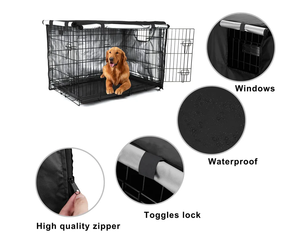 Dog Crate Cover 48 Inch Waterproof Dog Crate Cover with Zipper Access Panels - Image 9