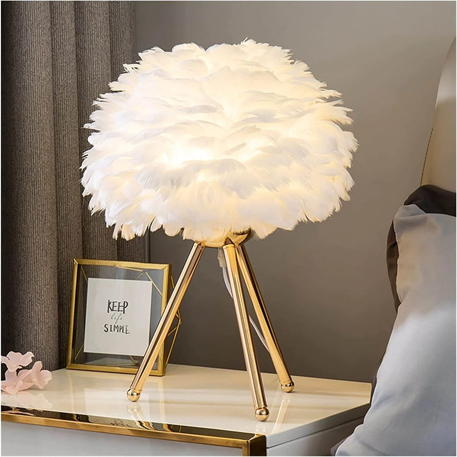 Elegant Feather Table Lamp – Perfect for Bedroom, Living Room, or Special Occasions - Image 3