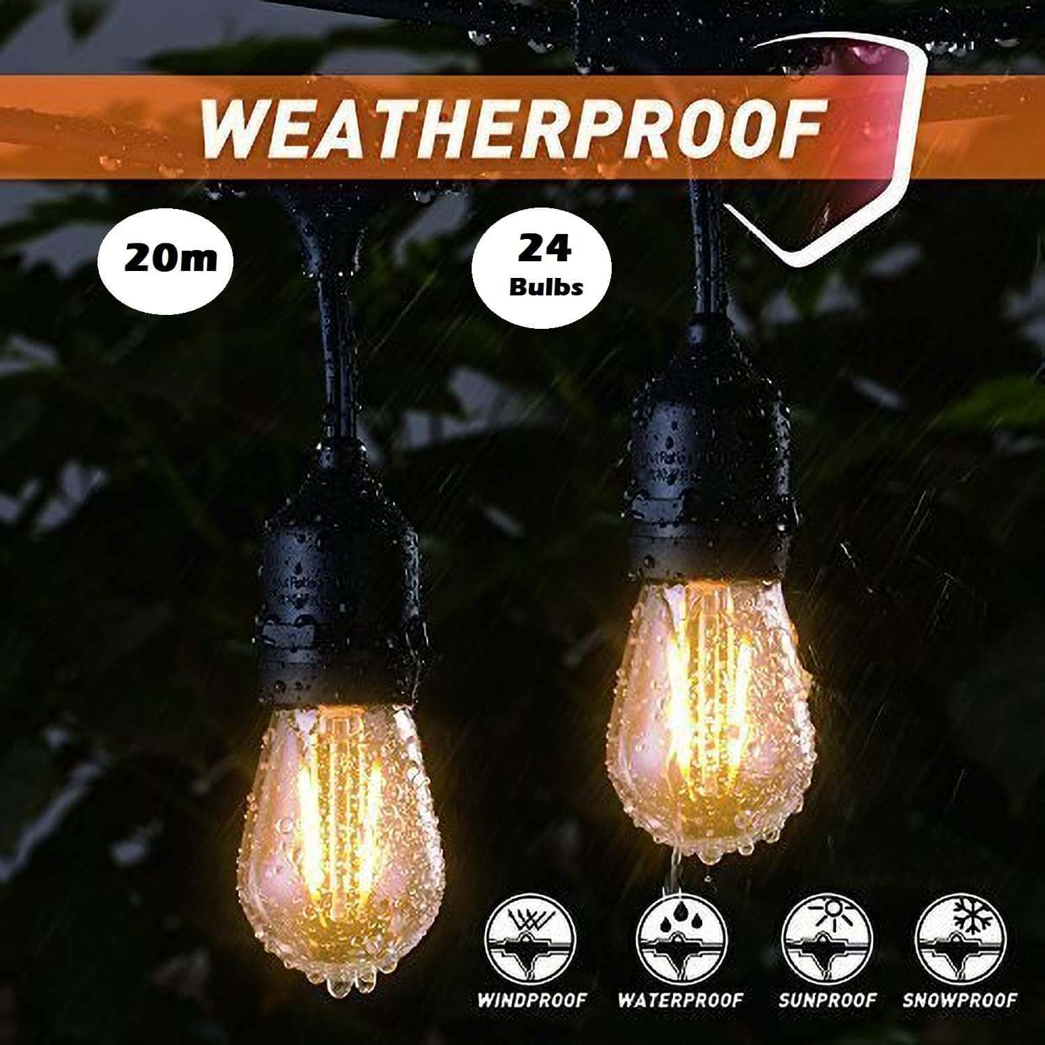 Outdoor Festoon Lights String Lights 10M - Image 2