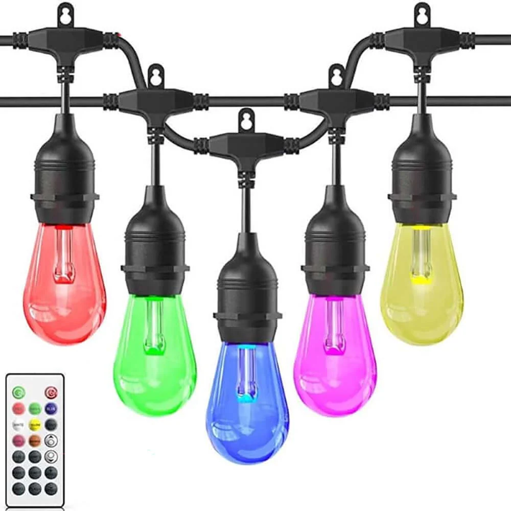 Waterproof Festoon Lights with 20M 24 bulbs RGB
