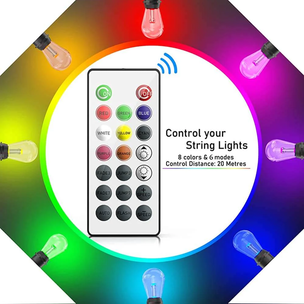 Waterproof Festoon Lights with 20M 24 bulbs RGB - Image 2