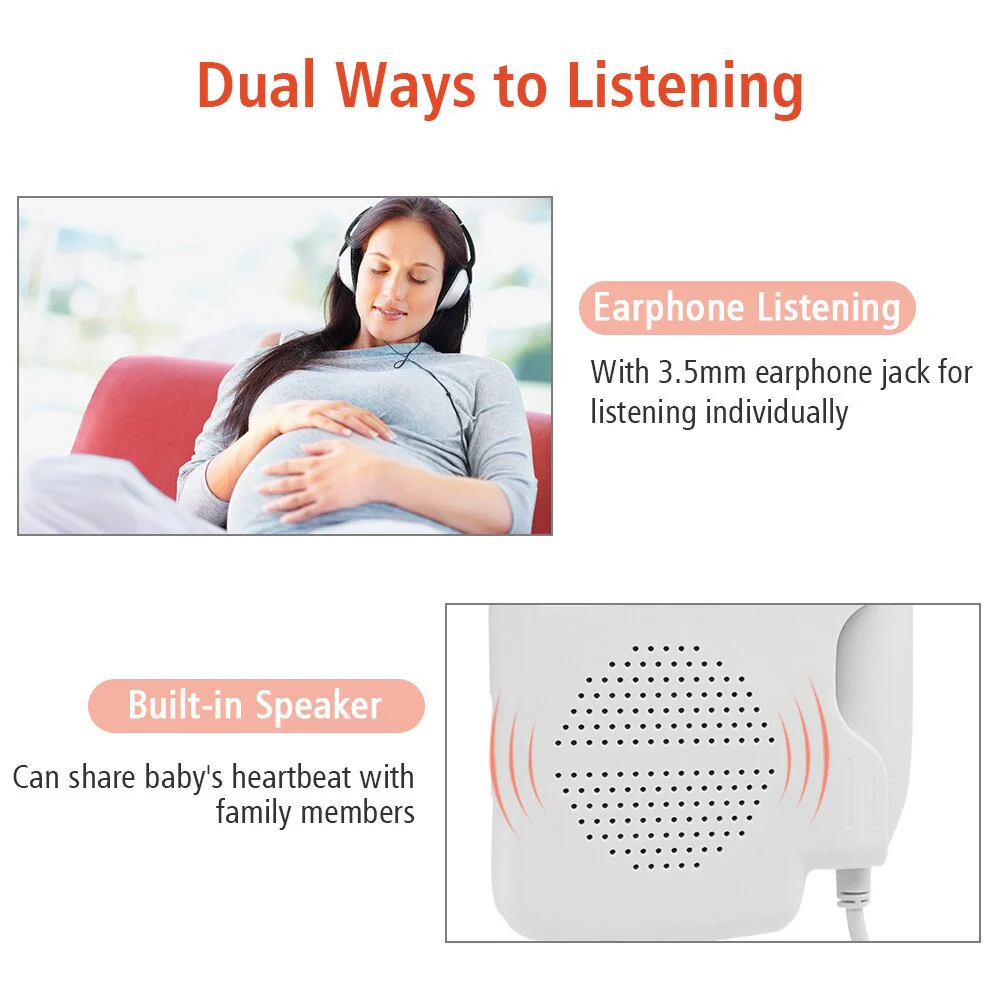 Dual Mode Medical Fetal Doppler Fetal 3.0Mhz Heart Rate Monitor - Image 7