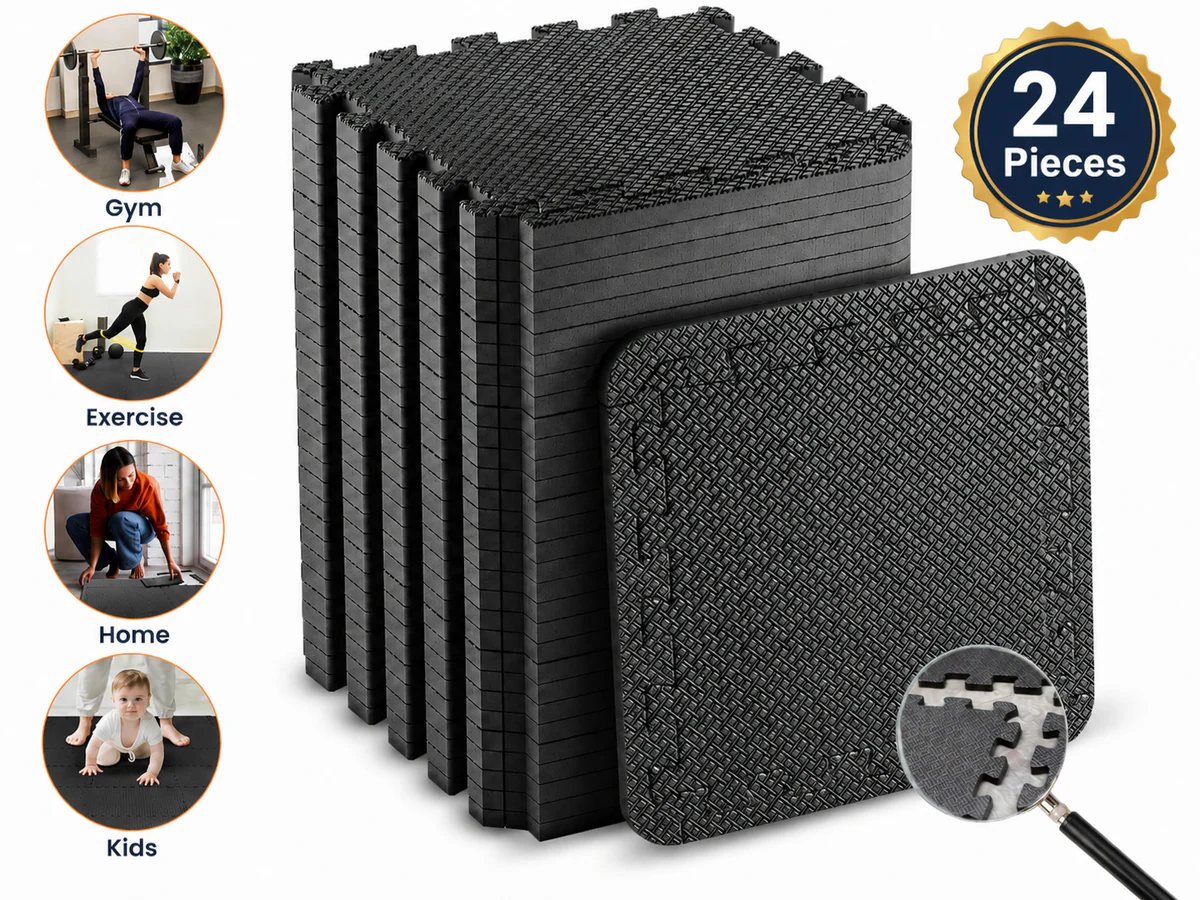 24 Pack EVA Foam Gym Interlocking Floor Puzzle Mats - Image 2