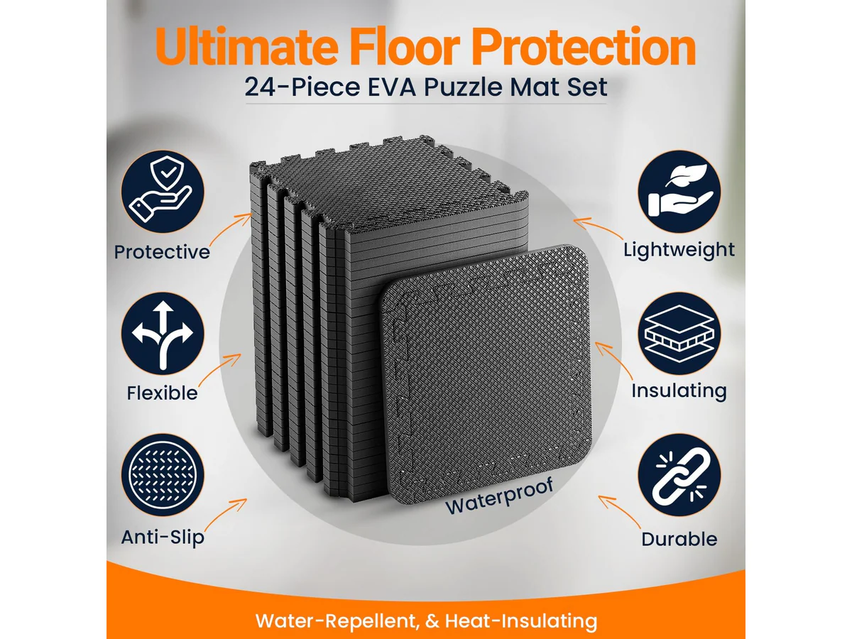 24 Pack EVA Foam Gym Interlocking Floor Puzzle Mats - Image 5