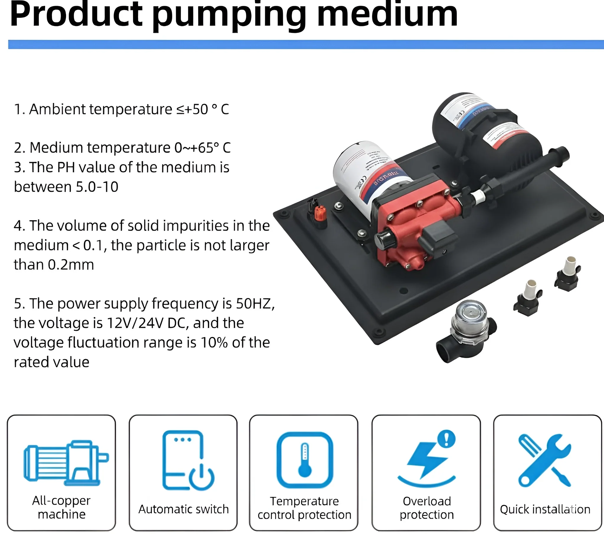RV Marine Pressure Pump 55PSI 12V - Image 4