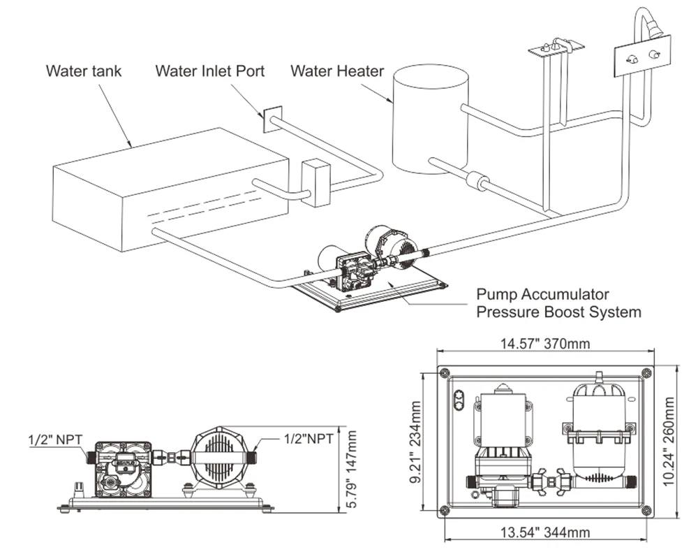 RV Marine Pressure Pump 55PSI 12V - Image 7