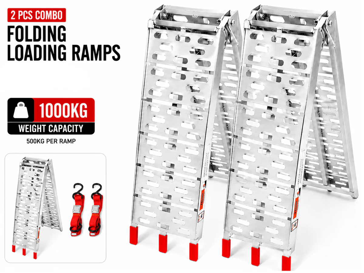 Aluminum Folding Ramps ATV Mower Loading Ramps Pair - Image 2