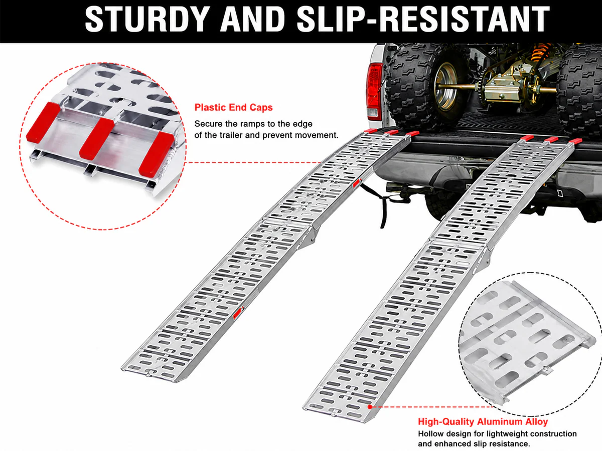 Aluminum Folding Ramps ATV Mower Loading Ramps Pair - Image 3