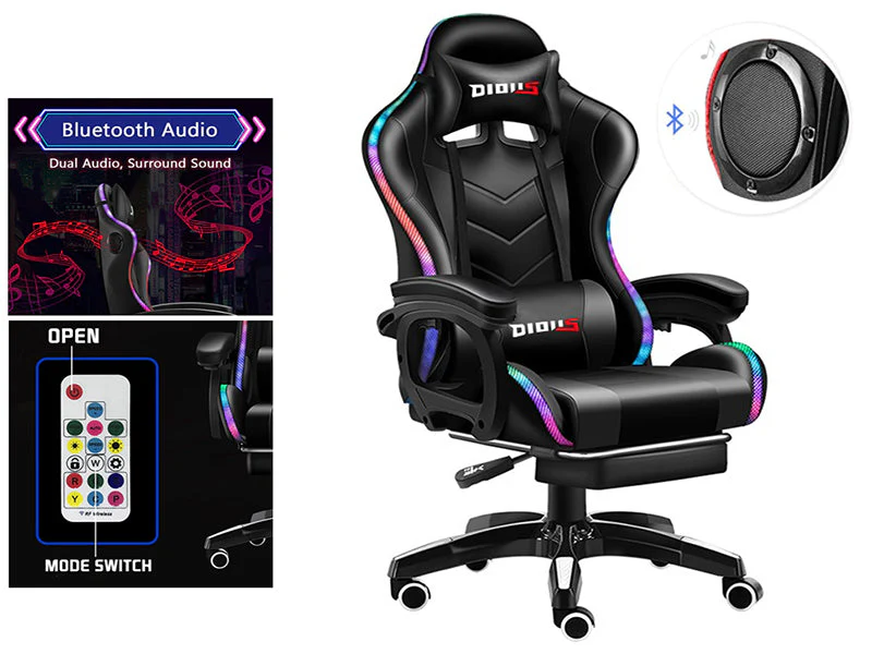 Gaming Chair with Footrest – RGB Gaming Chair with Speakers & Lights - Image 10