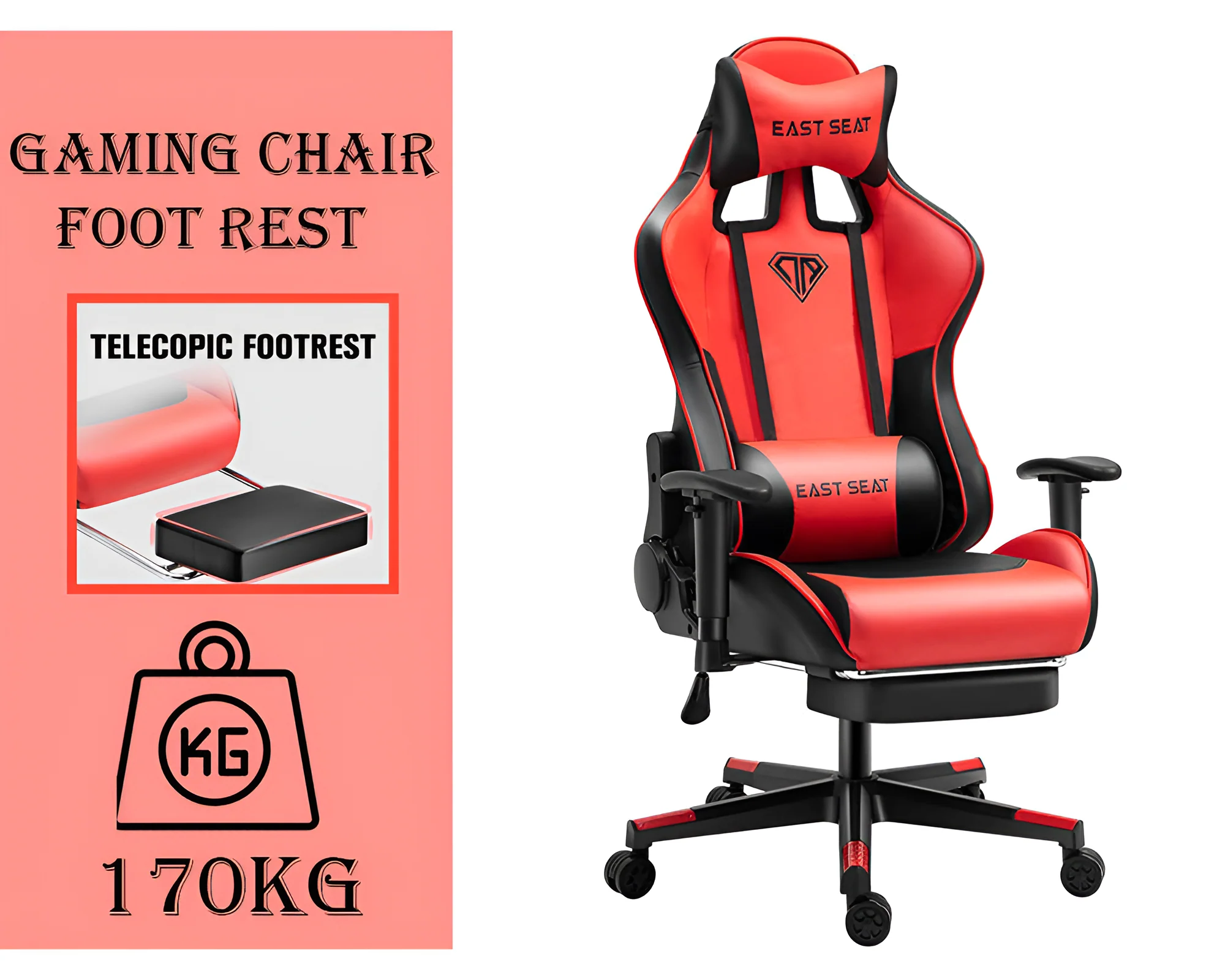 Gaming Chair โ Ergonomic Reclining Gaming Chair with Footrest - Image 40