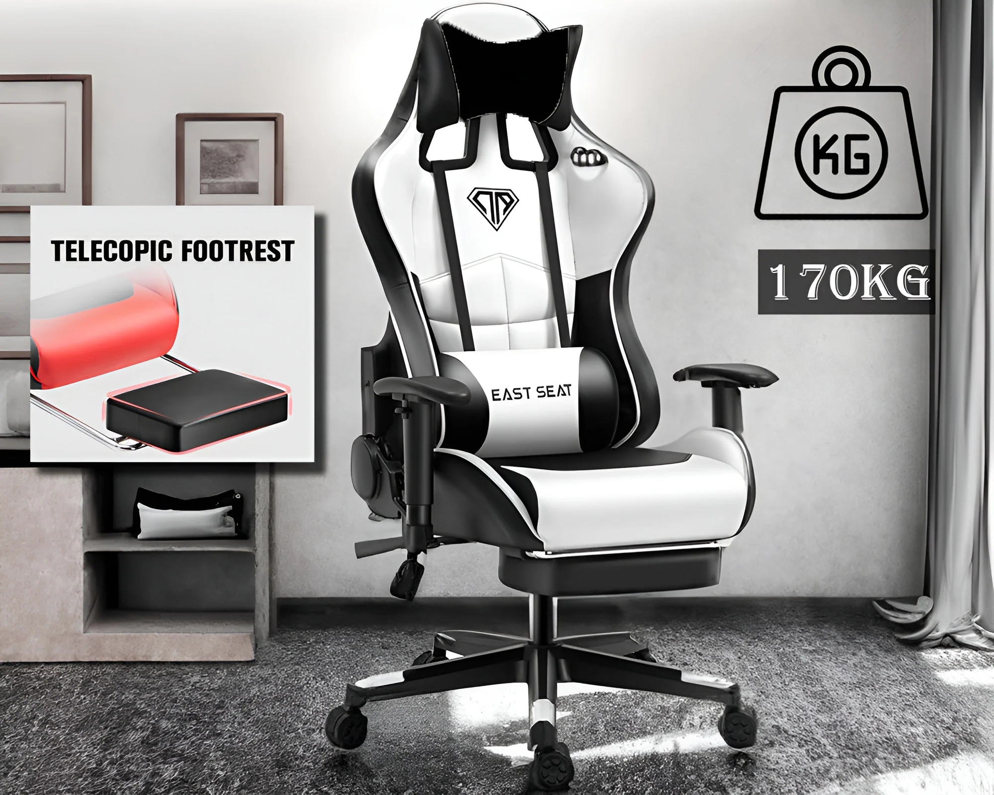 Gaming Chair โ Ergonomic Reclining Gaming Chair with Footrest - Image 5