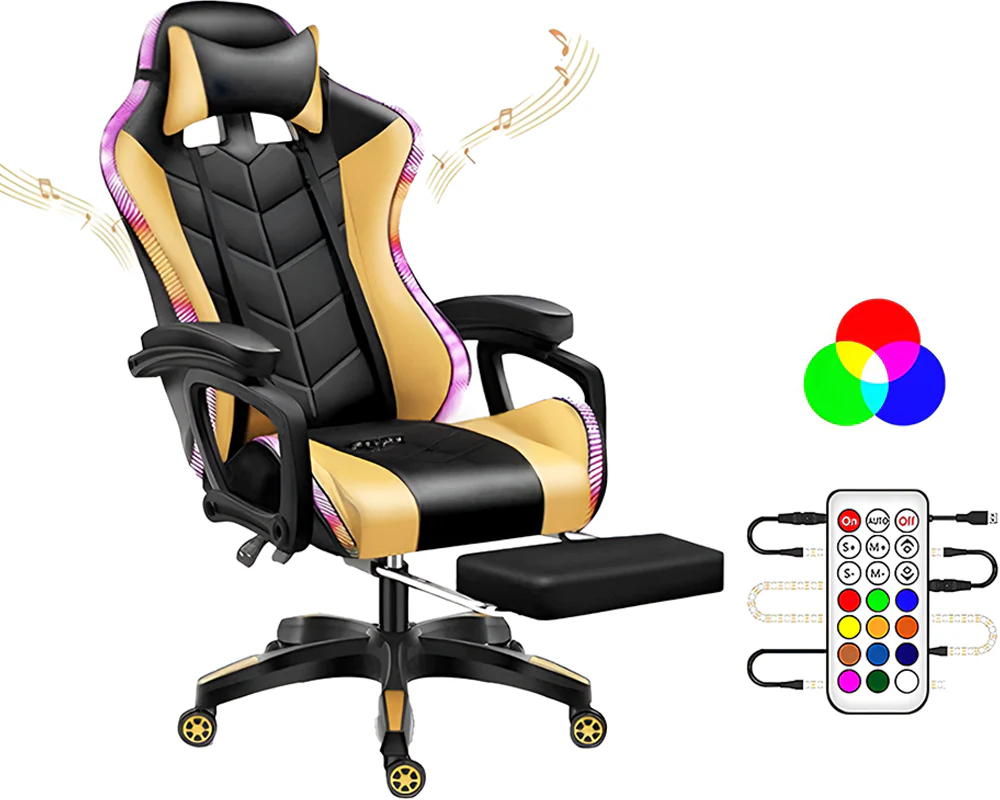 Gaming Chair with Footrest – RGB Gaming Chair with Bluetooth Speakers - Image 10