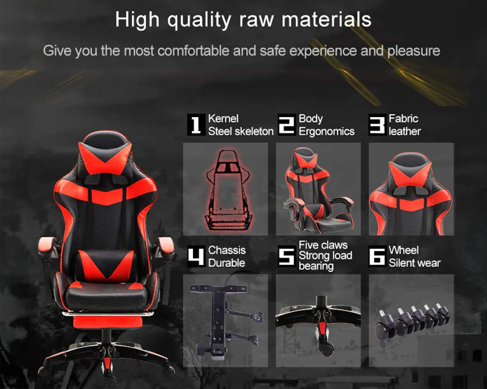 Gaming Chair with Footrest – RGB Gaming Chair with Bluetooth Speakers - Image 5