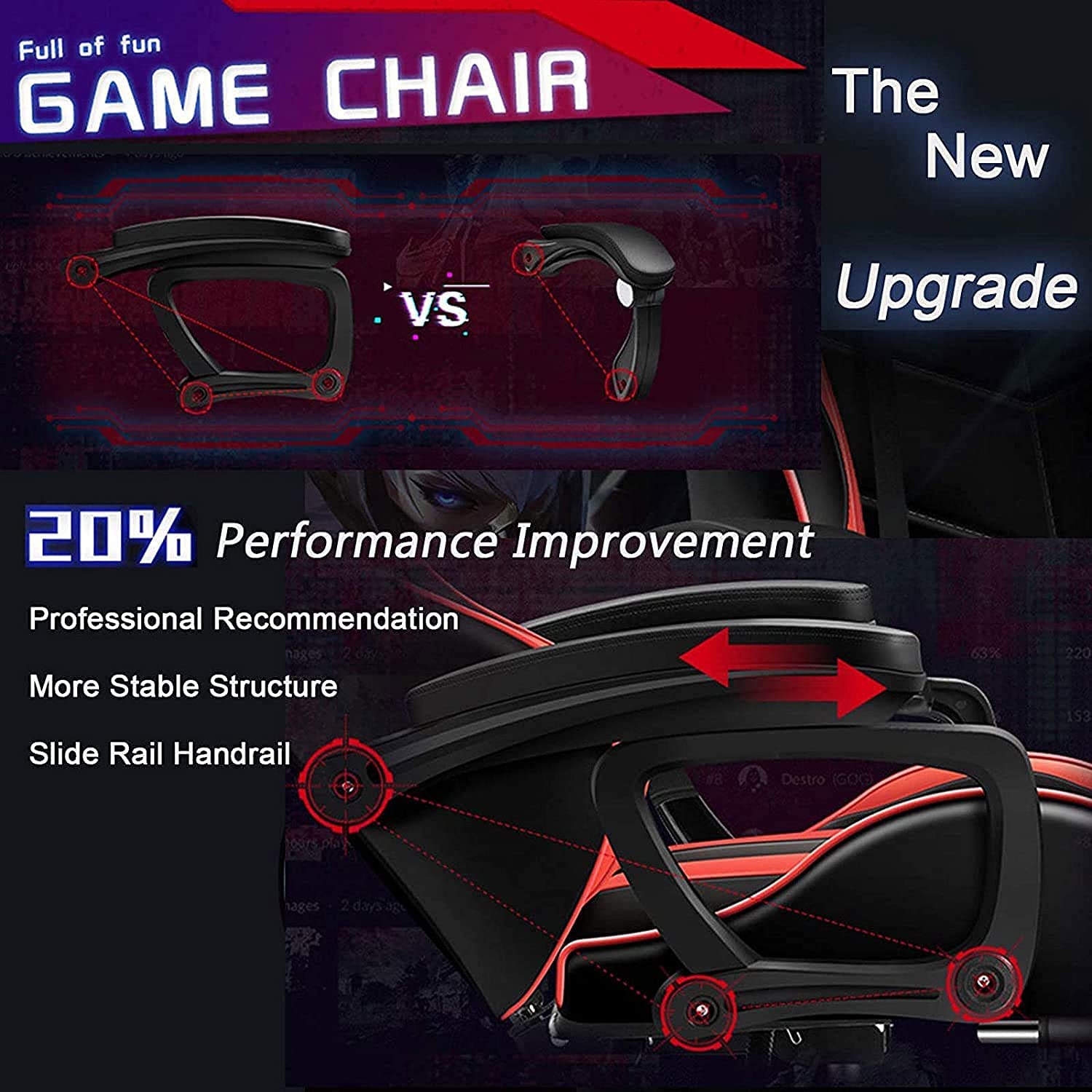 Gaming Chair with Footrest – RGB Gaming Chair with Speakers & Lights - Image 6