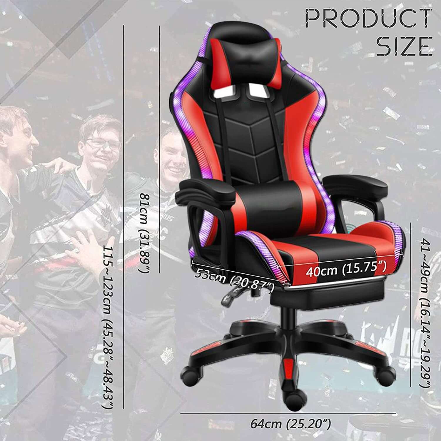 Gaming Chair with Footrest – RGB Gaming Chair with Speakers & Lights - Image 7