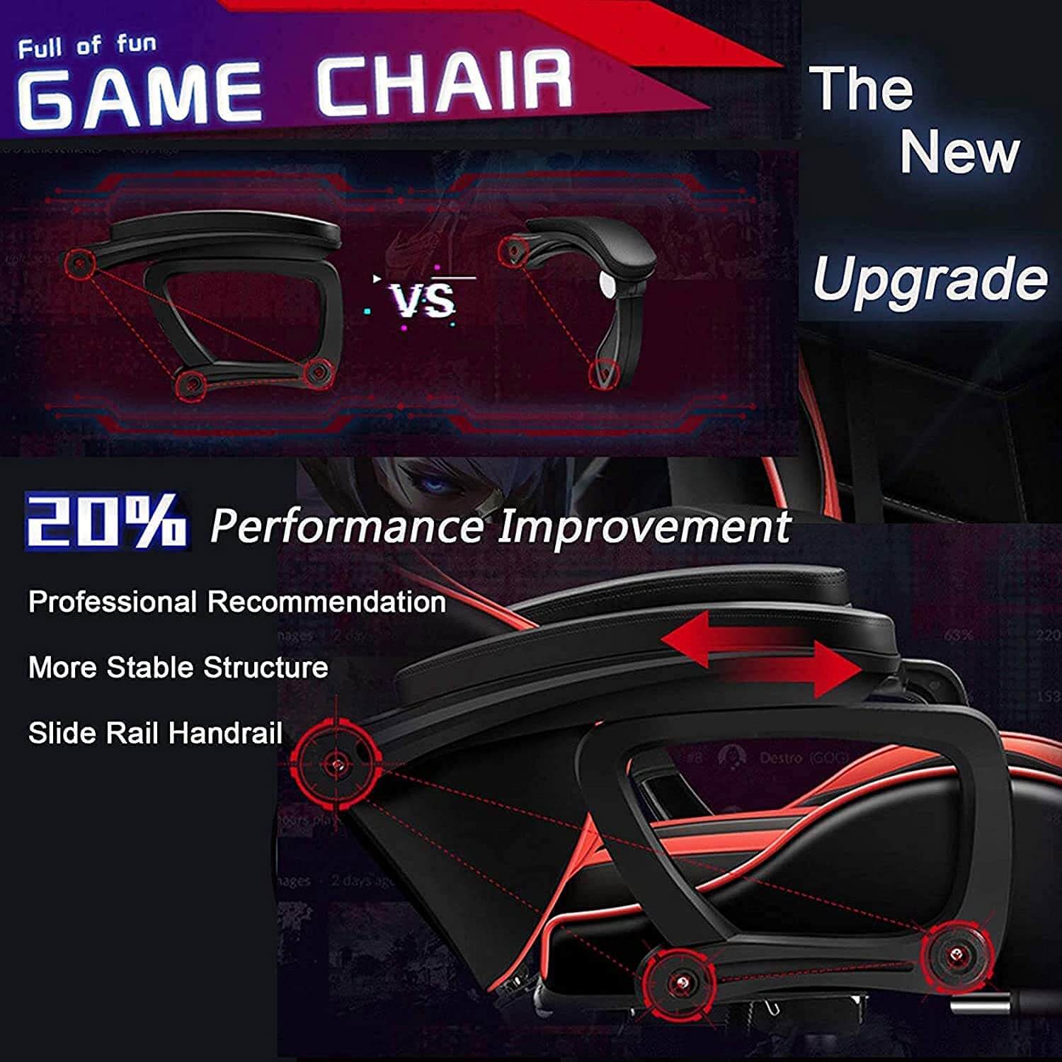 Gaming Chair with Footrest – RGB Gaming Chair with Speakers & Lights - Image 9