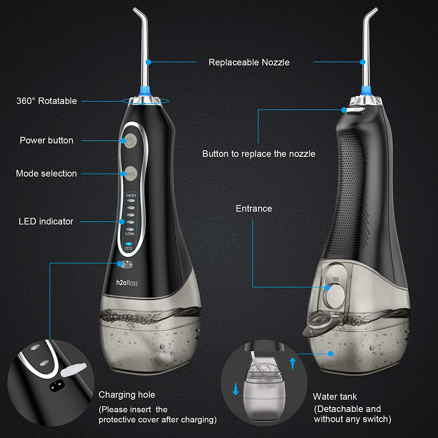 H2Ofloss Water Flosser Portable Dental Flosser - Image 4