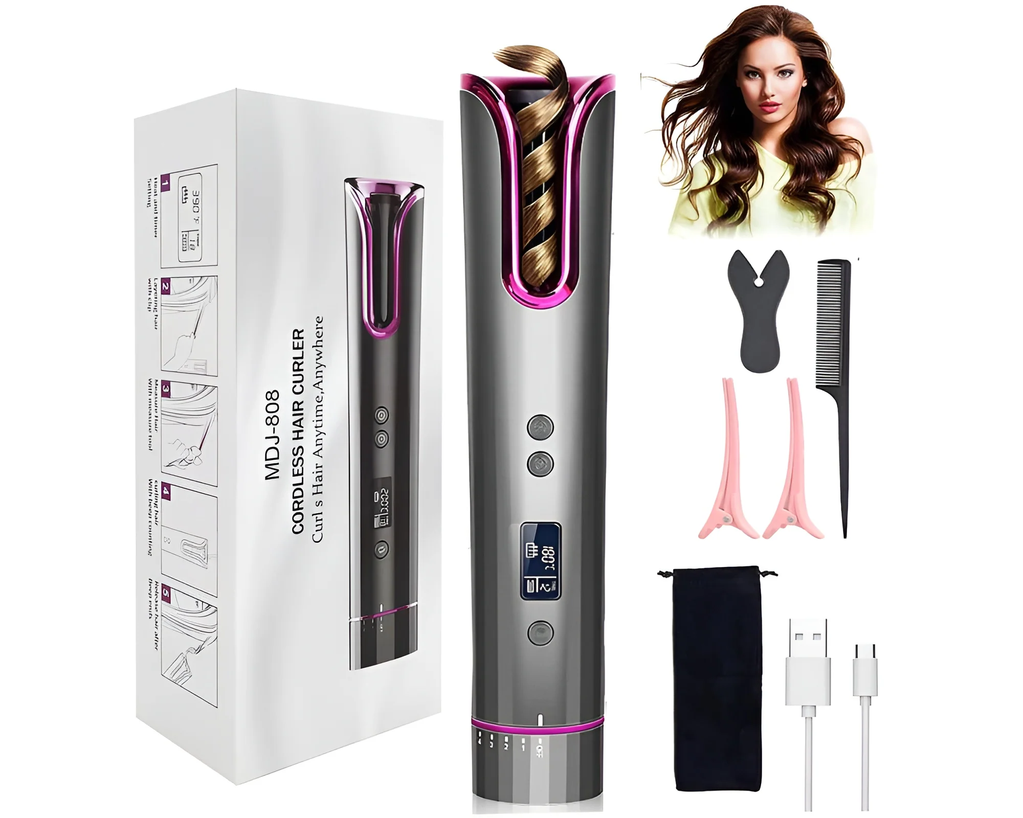 Cordless Auto Hair Curler USB Rechargeable - Image 2