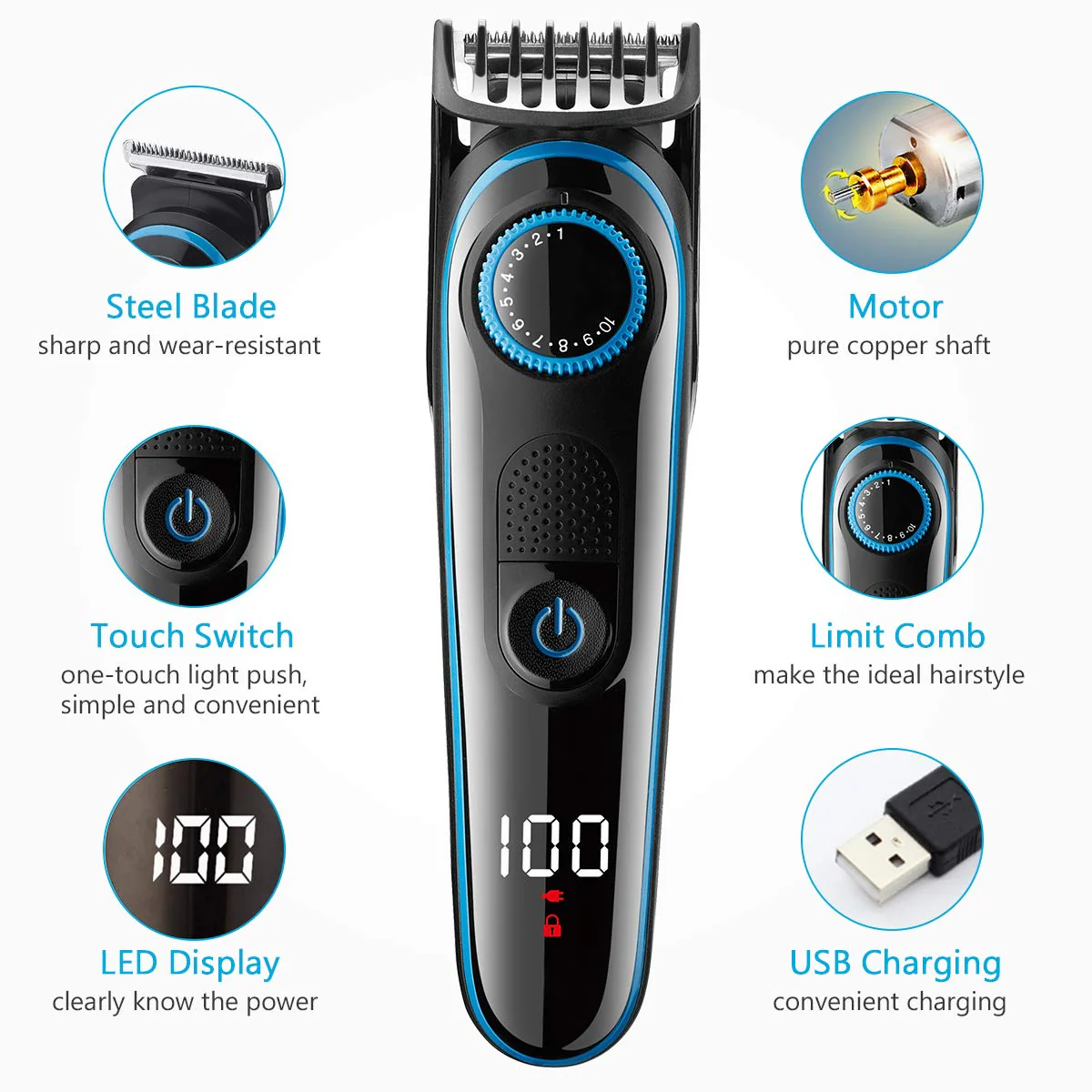 Hair Trimmer Shaver Clippers Cordless - Image 2