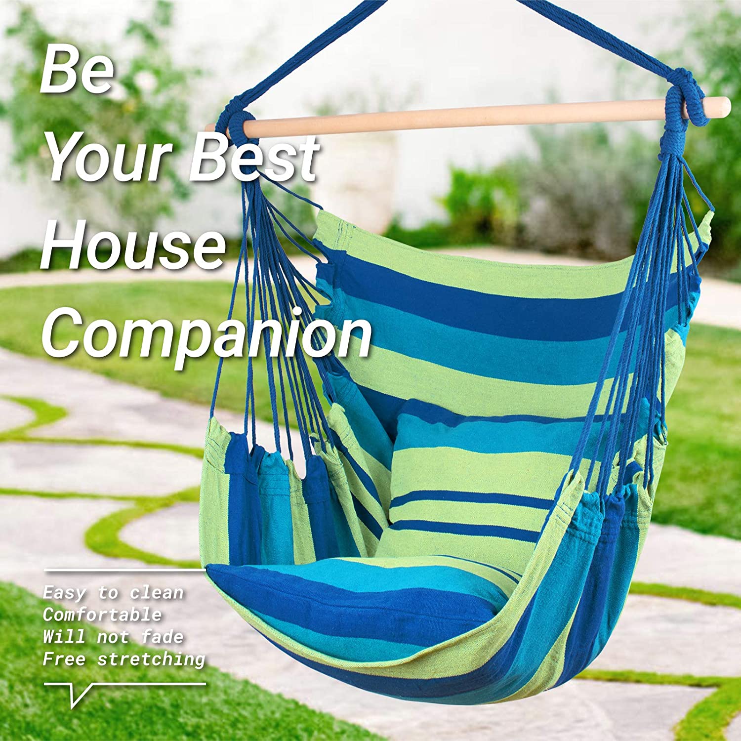 Hammock Chair Hanging Rope Hammock Swing Chair - Image 3