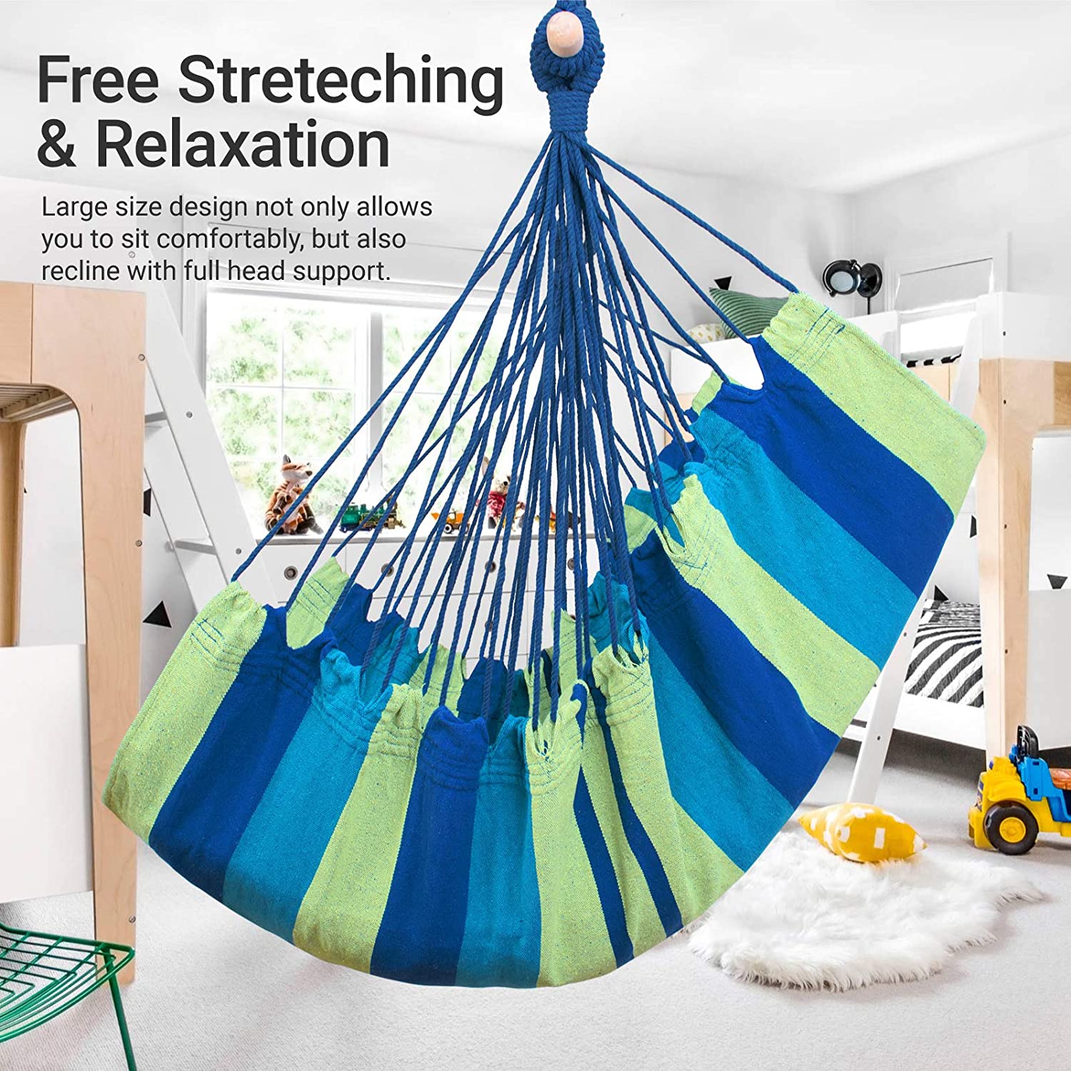 Hammock Chair Hanging Rope Hammock Swing Chair - Image 4