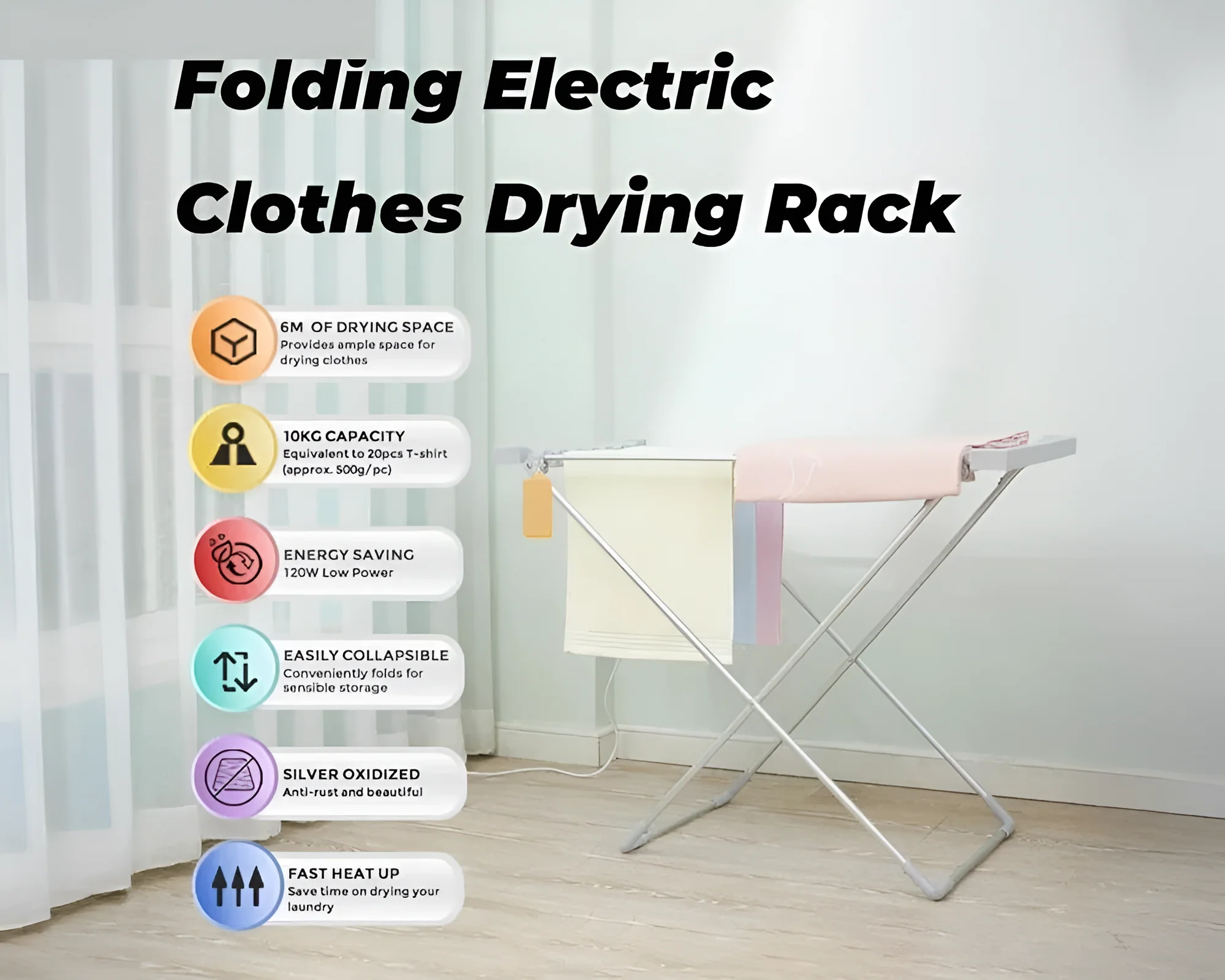 Heated Towel Rail Clothes Airer Stand Electric clothes drying rack - Image 9