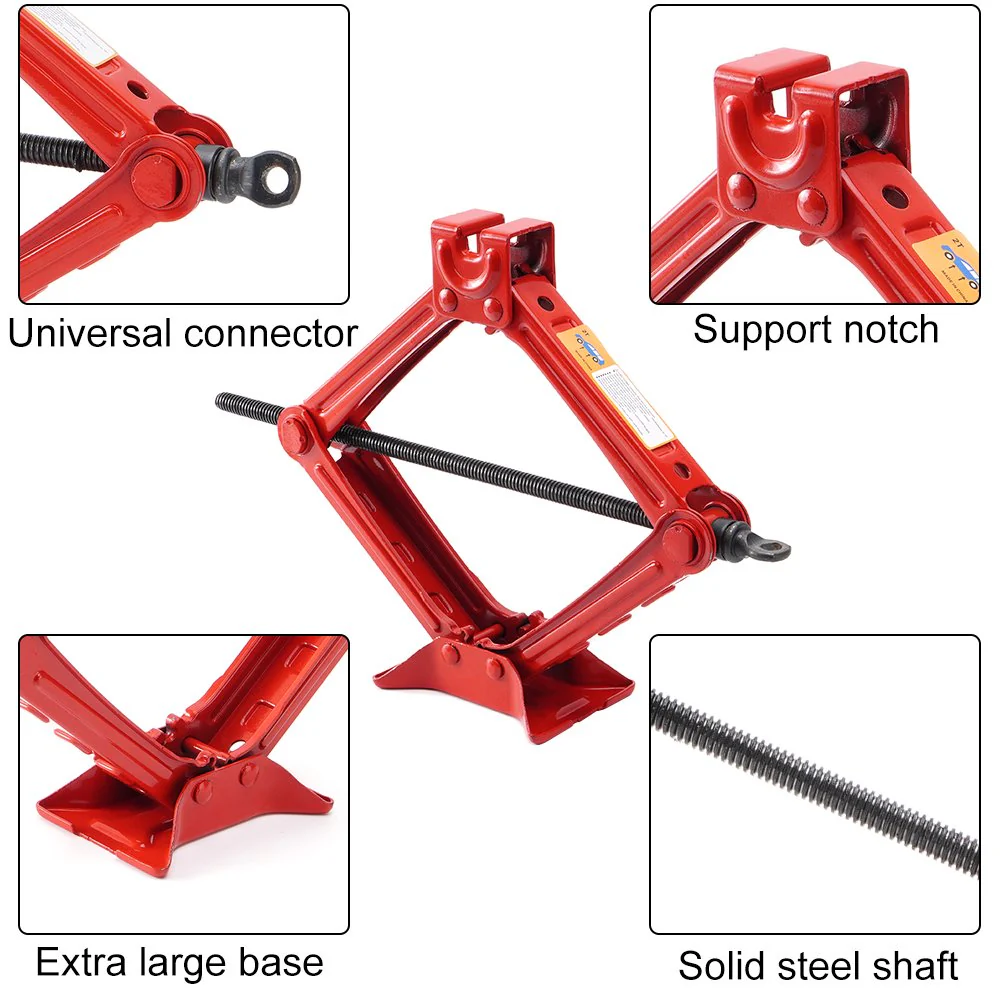 Scissor Jack 2 Ton Heavy Duty Steel Car Jack with Ratchet Handle - Image 4