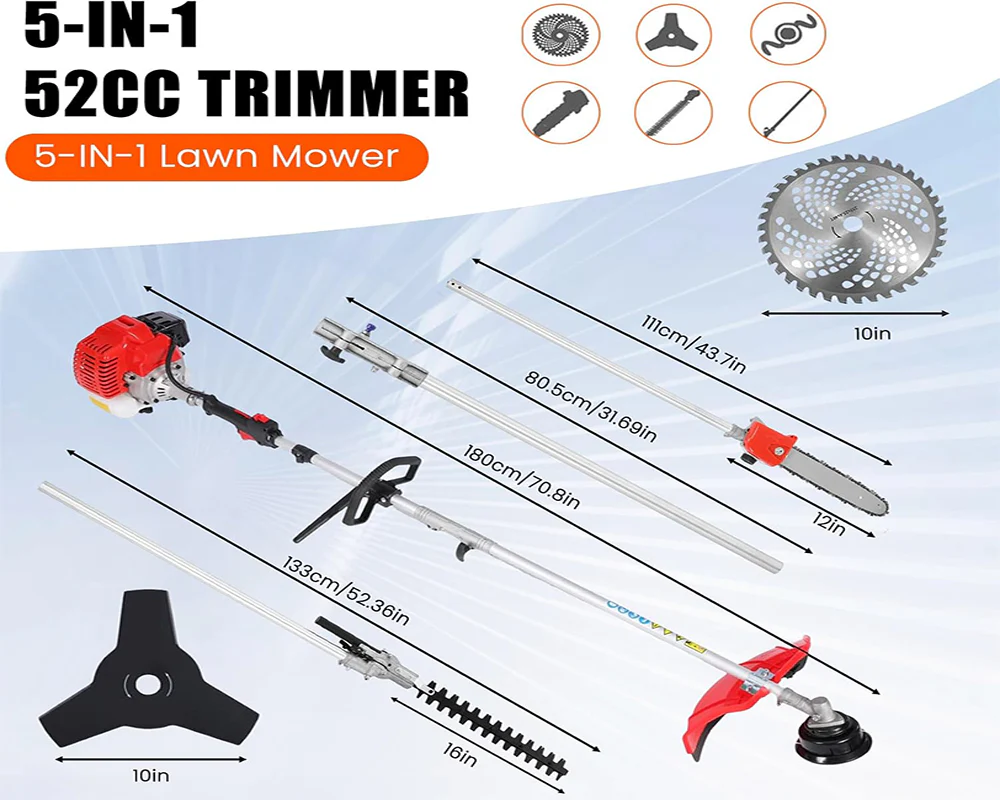 Petrol Garden Multi Tool 5 in 1 Grass Trimming and Cutting Set - Image 3