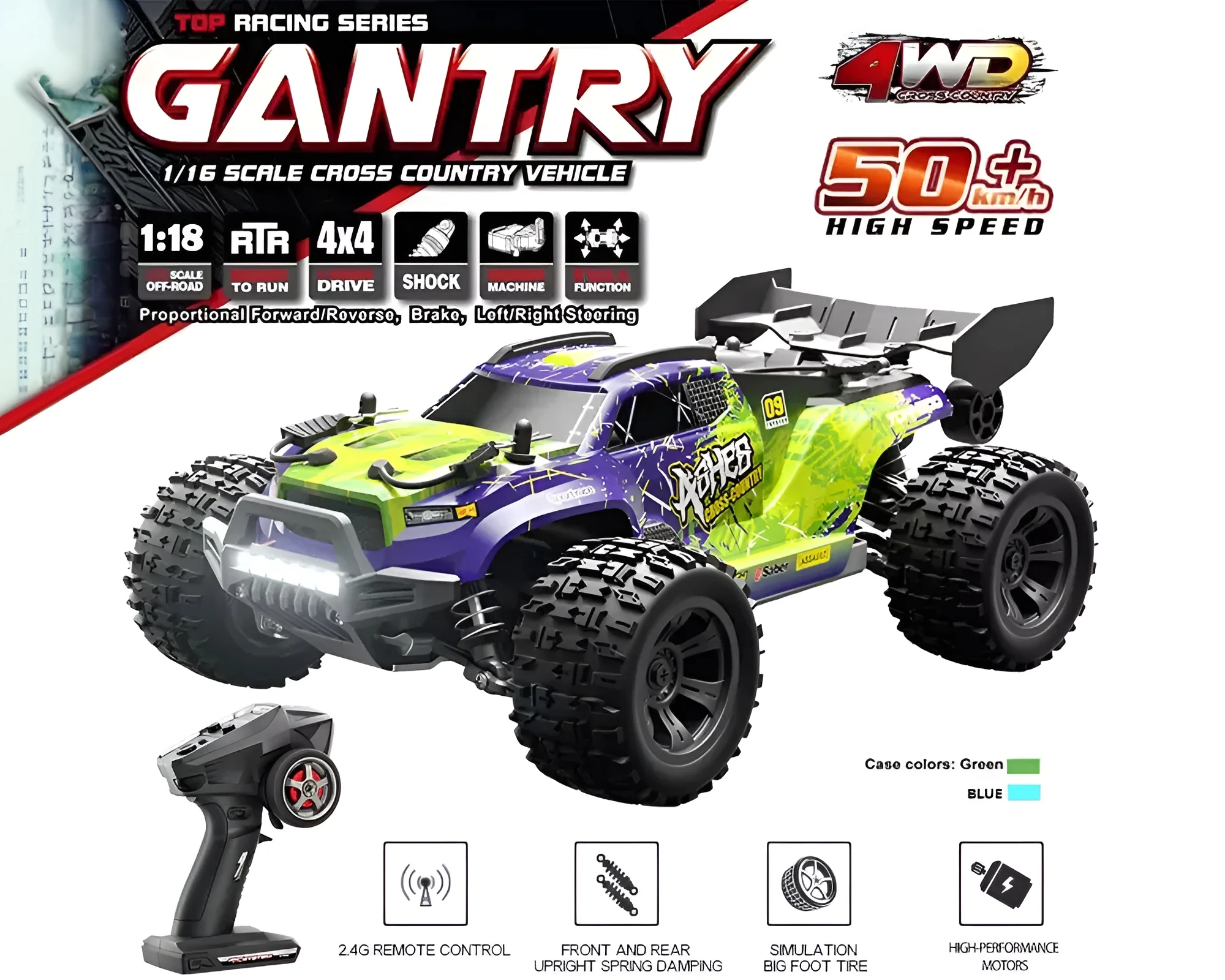 RC Car 4WD Monster Truck Off-Road Vehicle Remote Control Crawler - Image 2