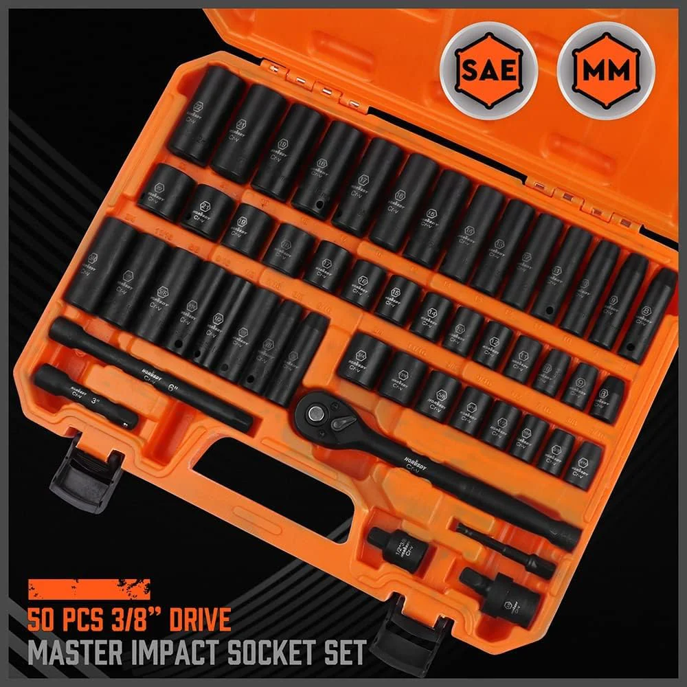 HORUSDY 3/8inch Drive Impact Socket Set 50Piece - Image 3