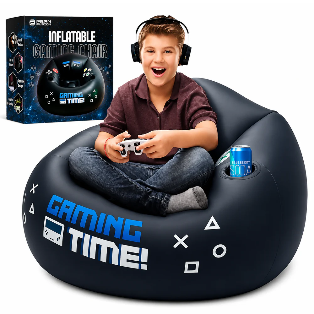 Inflatable Gaming Chair Portable Lounge Chair with Cup Holder - Image 11