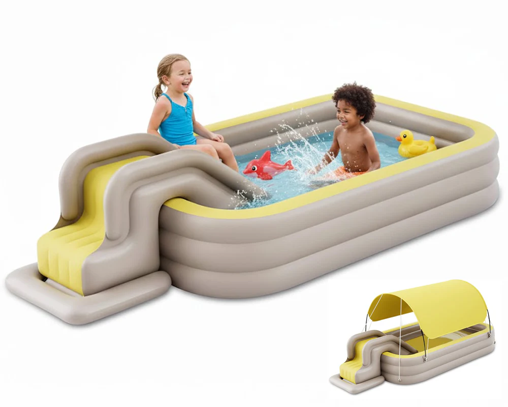 Family Pool with Canopy + Water Slide