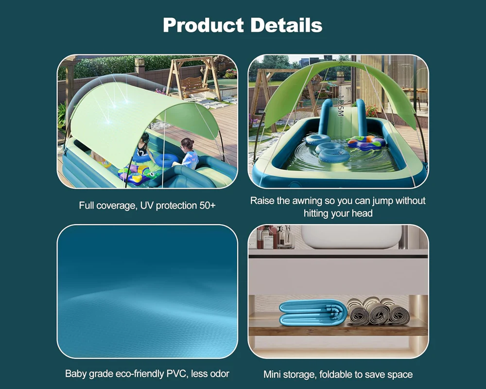 Family Pool with Canopy + Water Slide - Image 8