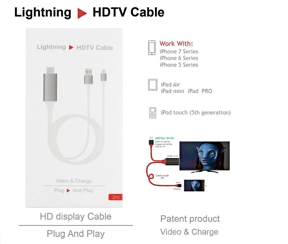 iPhone Lightning To Hdmi Cable iPhone Hdmi Cable Lightning To Hdmi 1080P Adapter Cable - Image 2