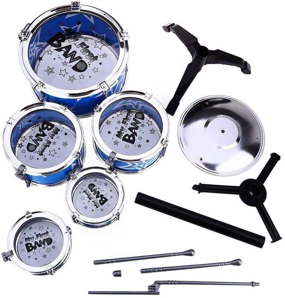 Jazz Rock Drum Set Kids Toys Drums Cymbal Stool Sticks Black - Image 3