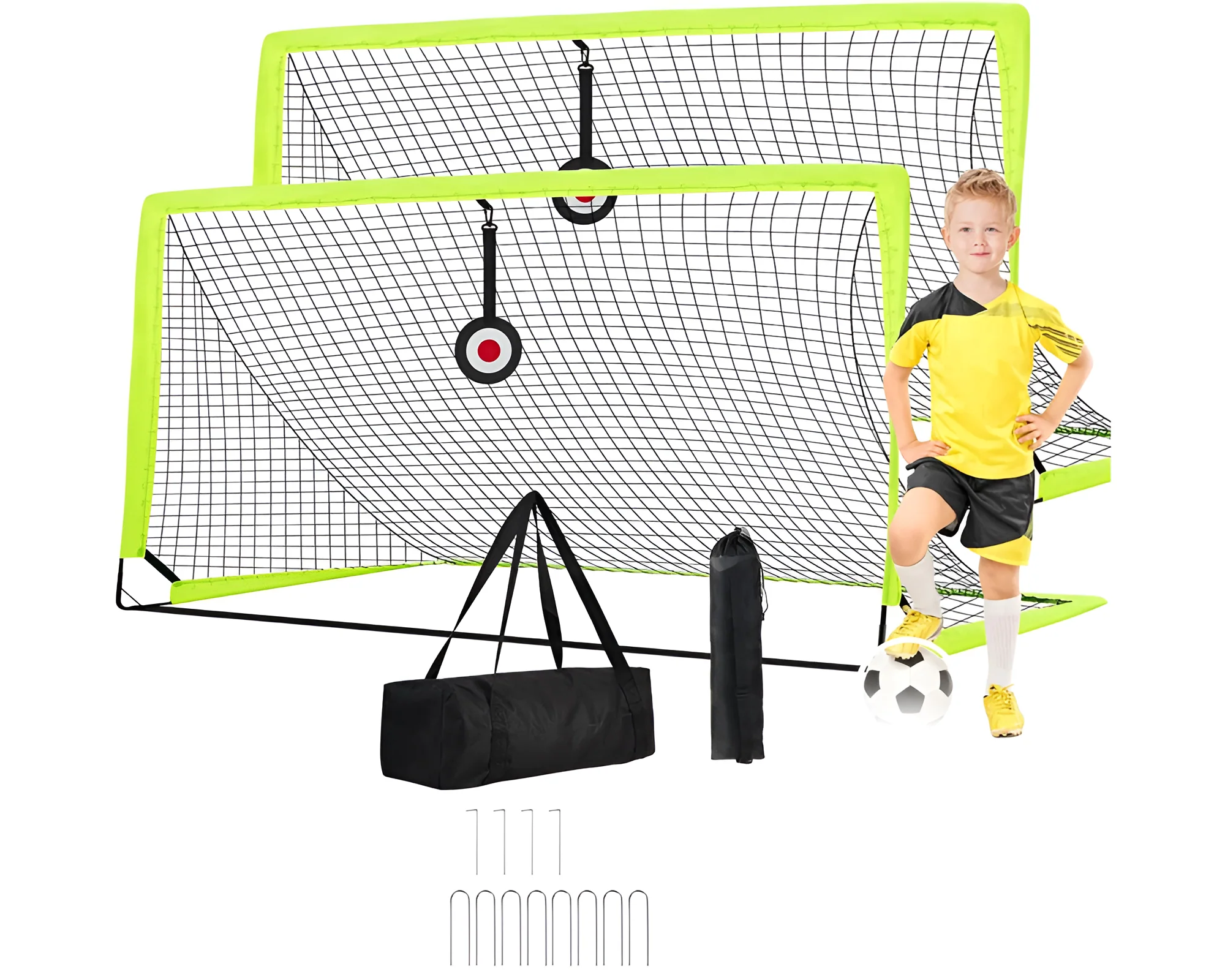 Soccer Goal Set Kids 2 Pack Portable Foldable Football Goal Nets - Image 2