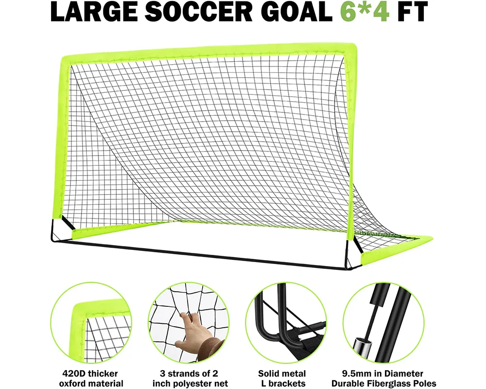 Soccer Goal Set Kids 2 Pack Portable Foldable Football Goal Nets - Image 3