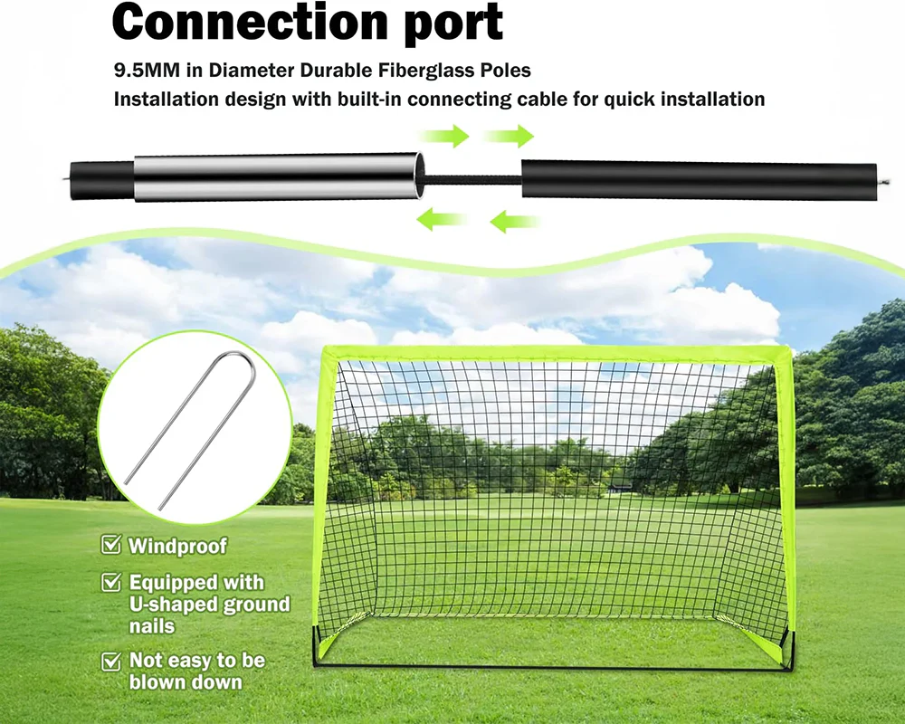 Soccer Goal Set Kids 2 Pack Portable Foldable Football Goal Nets - Image 5