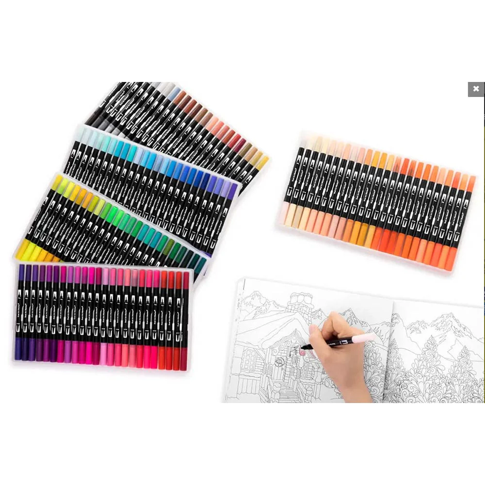 120pcs Dual Tip Watercolour Marker Pen Set