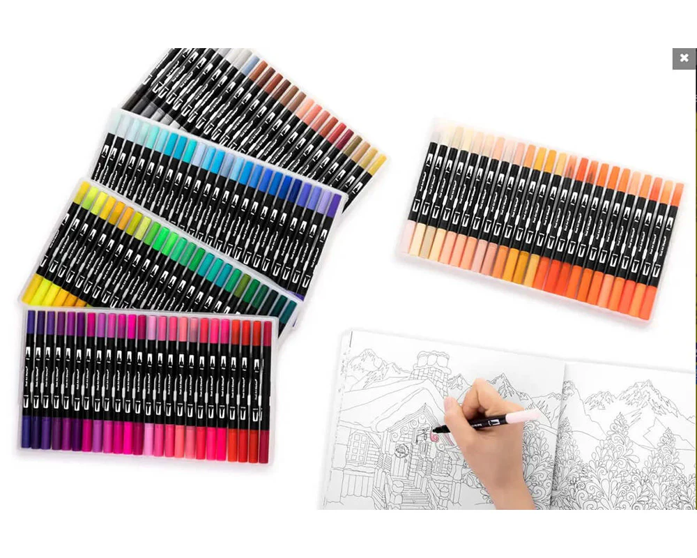 120pcs Dual Tip Watercolour Marker Pen Set - Image 2