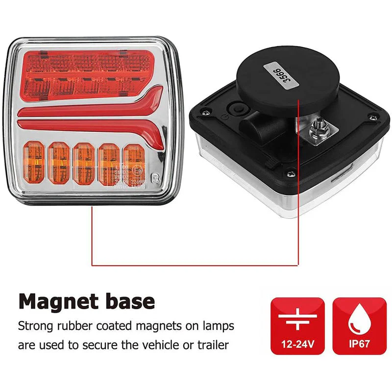 Magnetic Wireless LED Trailer Truck Tail Lights Kit - Image 5