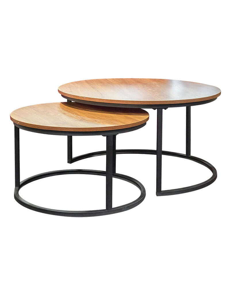 2 in 1 Round Nesting Coffee Table for Living Room - Image 2