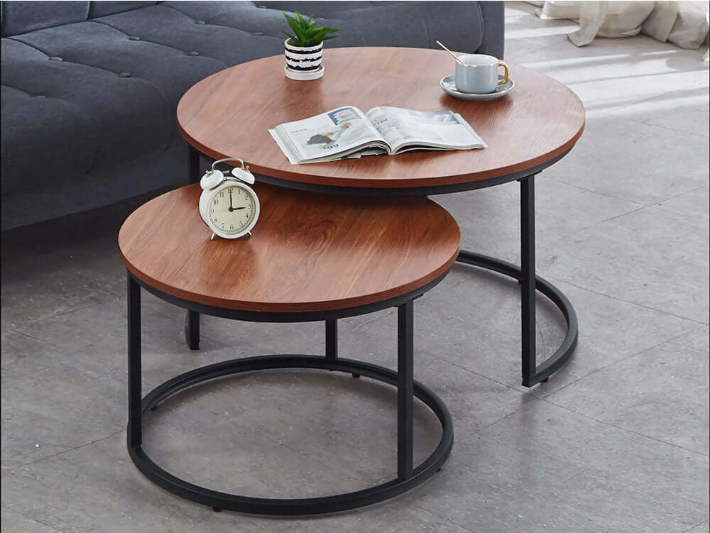 2 in 1 Round Nesting Coffee Table for Living Room - Image 4