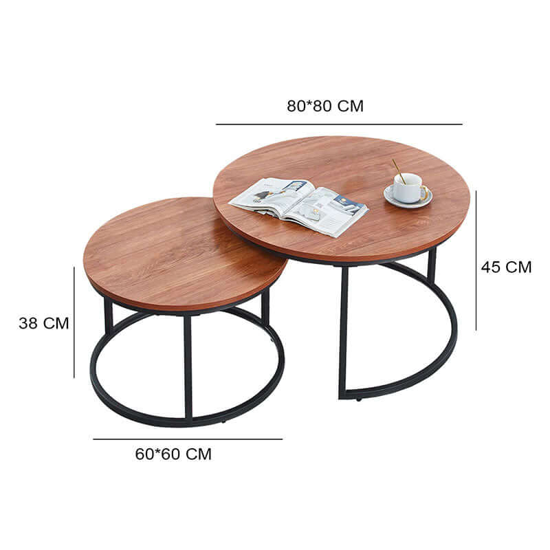 2 in 1 Round Nesting Coffee Table for Living Room - Image 5